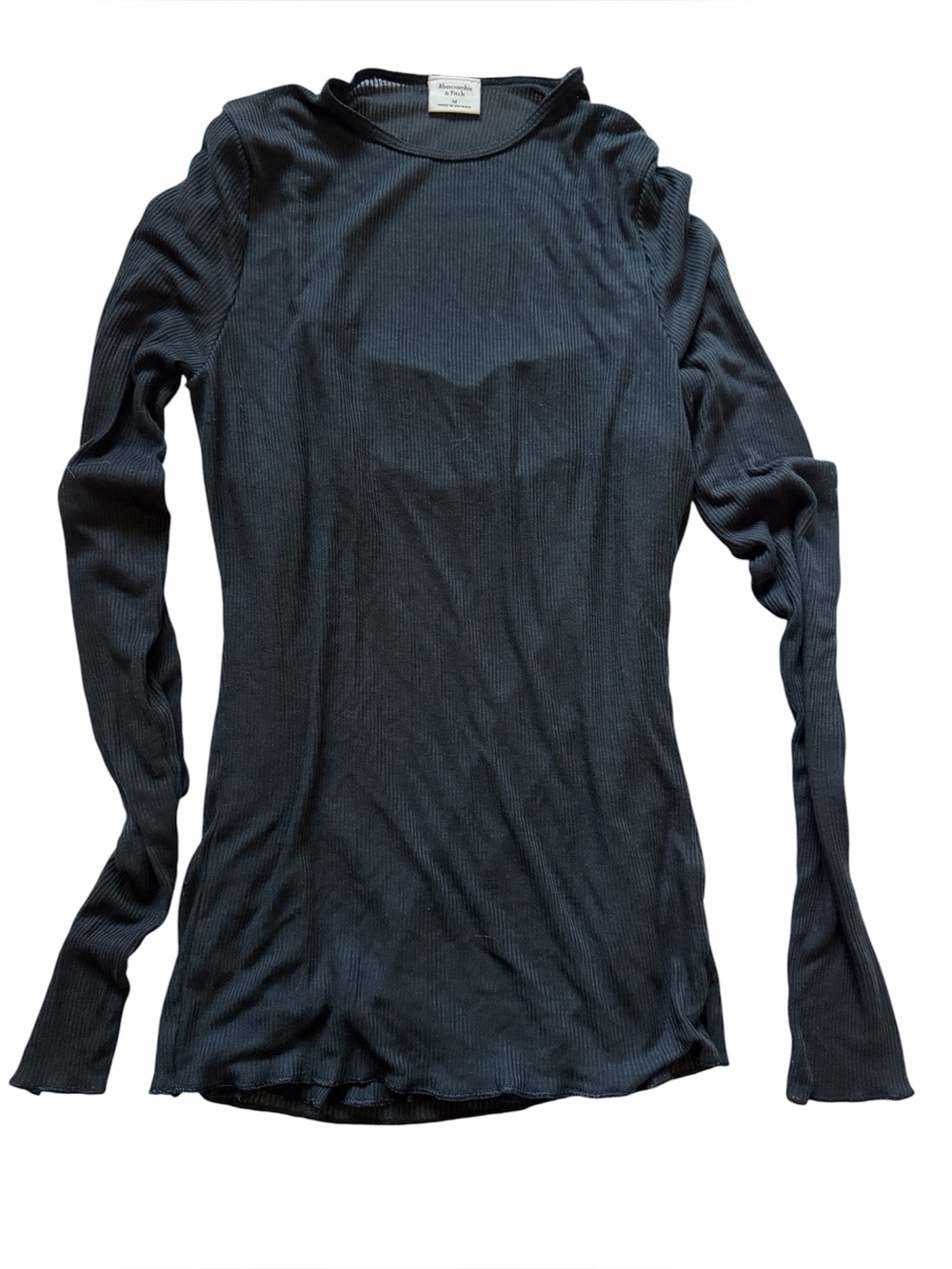 Abercrombie & Fitch Black Ribbed Long-Sleeve Top